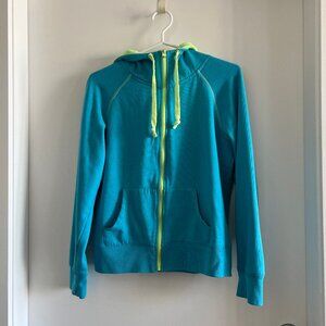 (2for$10) Urban Planet SWS Teal Zip-Up Hoodie with Neon Yellow-Green Accent